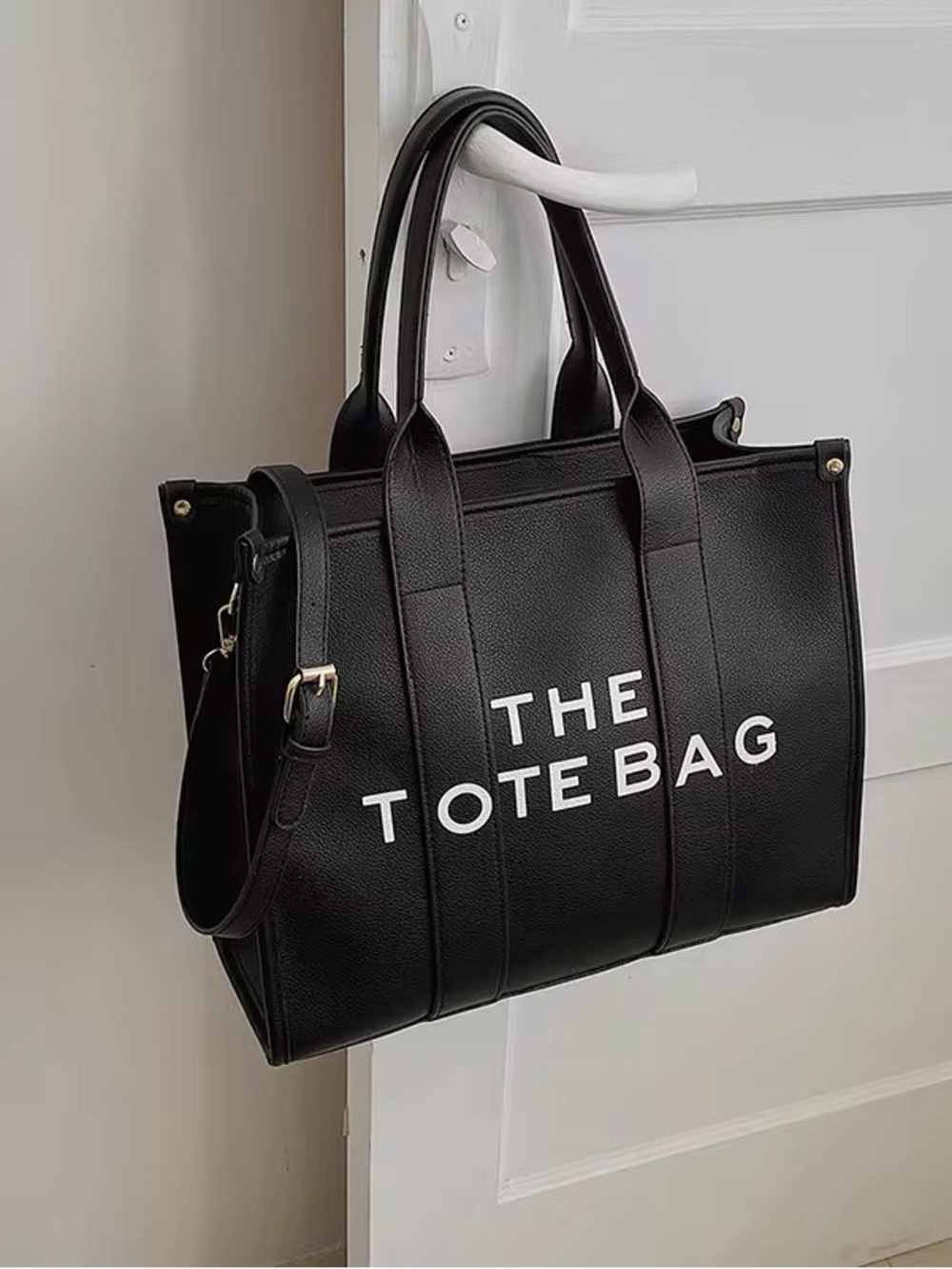 Black Structured Leather Tote